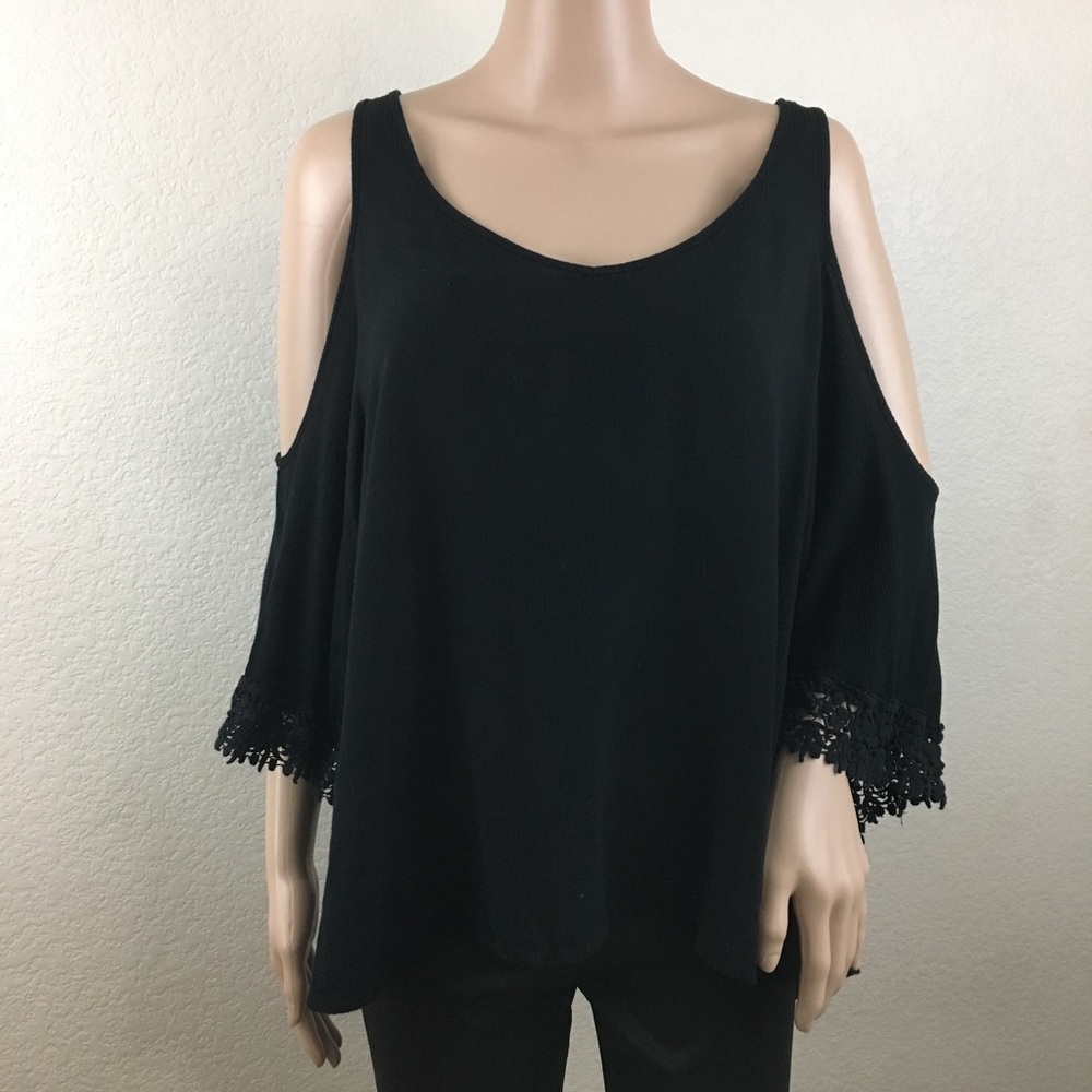 Black Cold Shoulder Top